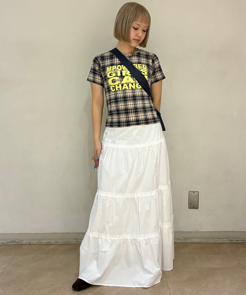 Oriens JOURNAL STANDARD（オリエンス ジャーナルスタンダード）の「《追加》チェックグラフィックTEE（Tシャツ/カットソー・レディース・ボルドー/イエロー・FREE）」の13枚目の写真