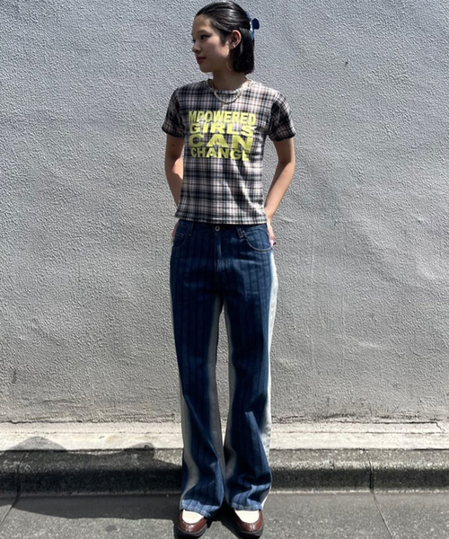 Oriens JOURNAL STANDARD（オリエンス ジャーナルスタンダード）の「《追加》チェックグラフィックTEE（Tシャツ/カットソー・レディース・ボルドー/イエロー・FREE）」の14枚目の写真