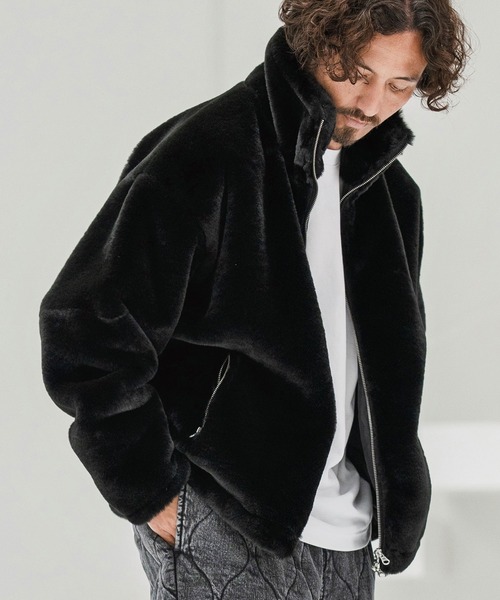 CAMBIO(JrI)mj10875-Fur High Neck Short Blouson t@[u](u])