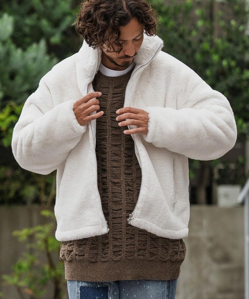 mj10875-Fur High Neck Short Blouson ファーブルゾン（ブルゾン