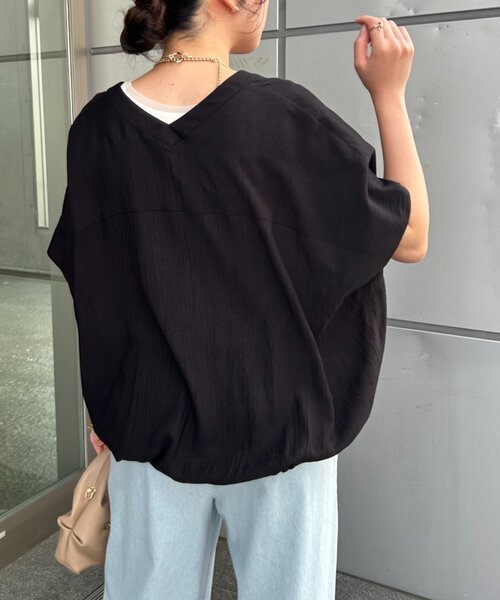 スッキリ半袖Ⅴシャツ】裾ドロストダブルVシャツ（シャツ