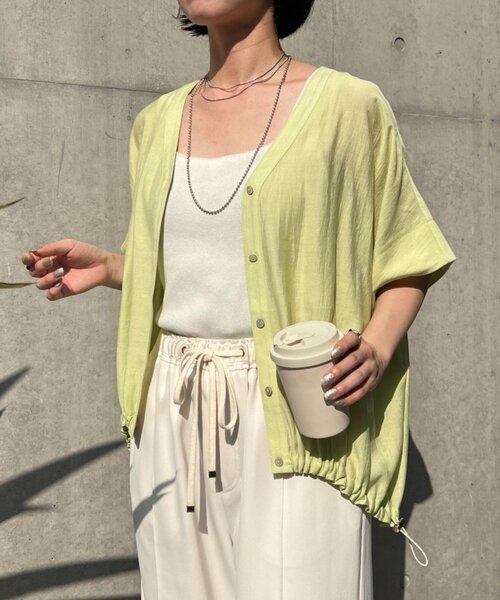 スッキリ半袖Ⅴシャツ】裾ドロストダブルVシャツ（シャツ