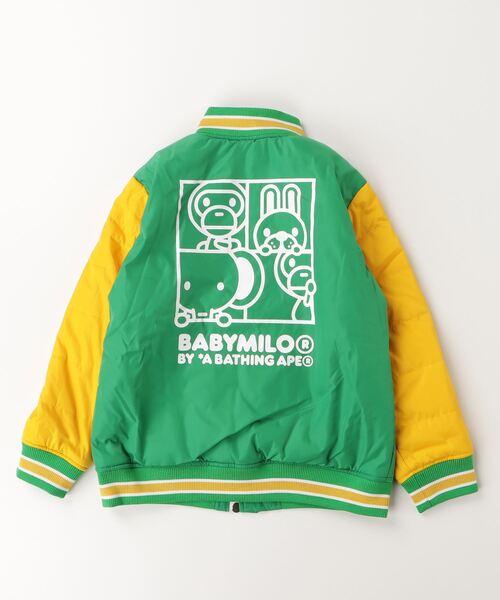A BATHING APE(アベイシングエイプ)の「BABY MILO PADDED VARSITY JACKET(ミリタリージャケット・キッズ・グリーン/レッド・110/130/140/120)」の9枚目の写真