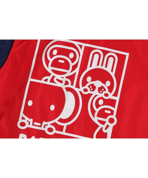 A BATHING APE(アベイシングエイプ)の「BABY MILO PADDED VARSITY JACKET(ミリタリージャケット・キッズ・グリーン/レッド・110/130/140/120)」の8枚目の写真