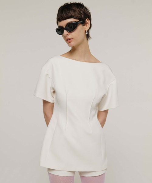 JOSE MOON（ジョゼムーン）の「MINI DRESS WITH S/PT/ミニドレスウィズショーパン（ワンピース・レディース・ホワイト/ブラック・36/38）」の2枚目の写真