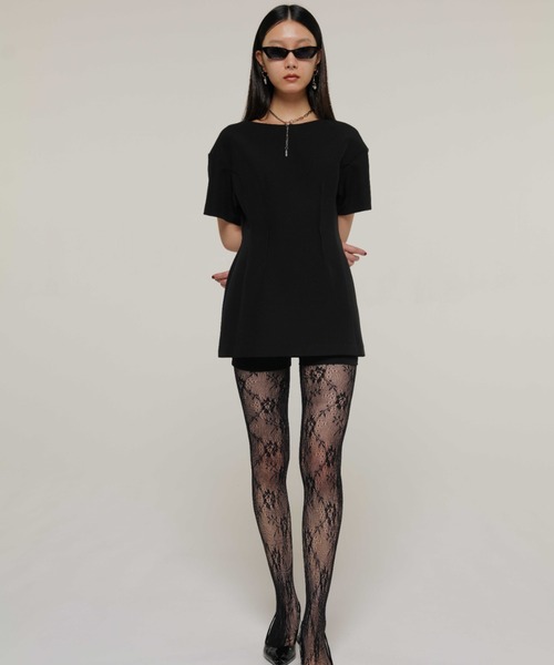 JOSE MOON（ジョゼムーン）の「MINI DRESS WITH S/PT/ミニドレスウィズショーパン（ワンピース・レディース・ホワイト/ブラック・36/38）」の5枚目の写真