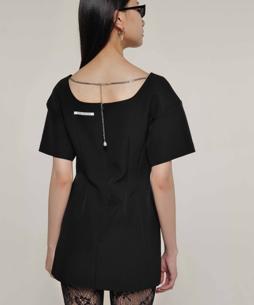 JOSE MOON（ジョゼムーン）の「MINI DRESS WITH S/PT/ミニドレスウィズショーパン（ワンピース・レディース・ホワイト/ブラック・36/38）」の6枚目の写真