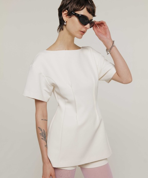 JOSE MOON（ジョゼムーン）の「MINI DRESS WITH S/PT/ミニドレスウィズショーパン（ワンピース・レディース・ホワイト/ブラック・36/38）」の4枚目の写真