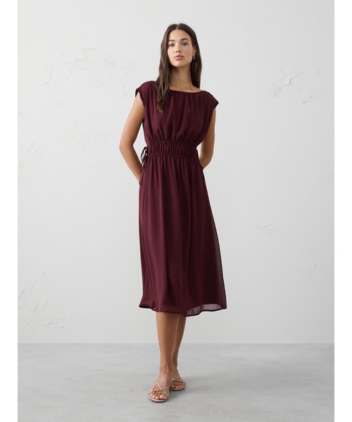 セール】BANANA REPUBLIC FACTORY STORE サイドタイ付き ミディドレス