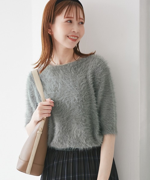 ROPE' PICNIC（ロペピクニック）の「シャギーニットハーフスリーブプルオーバー（ニット/セーター・レディース・キナリ/グレー/ブラウン・FREE）」の8枚目の写真