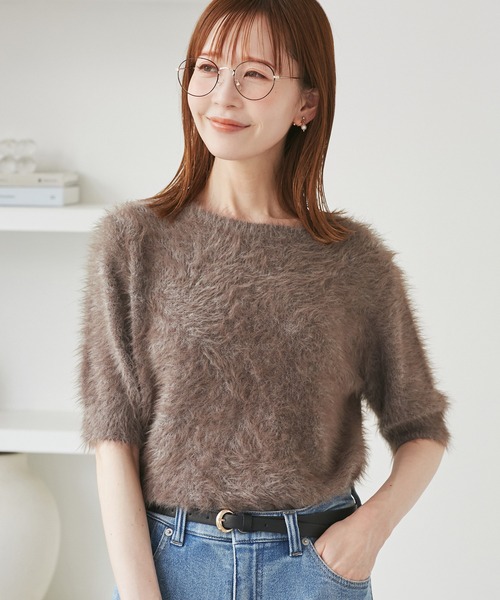 ROPE' PICNIC（ロペピクニック）の「シャギーニットハーフスリーブプルオーバー（ニット/セーター・レディース・キナリ/グレー/ブラウン・FREE）」の17枚目の写真