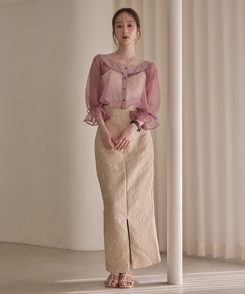 mideal(マイディール)の「2way ribbon cropped sheer blouse / 2wayリボンクロップドシアーブラウス(シャツ/ブラウス・レディース・アイボリー/ピンク・FREE)」の17枚目の写真