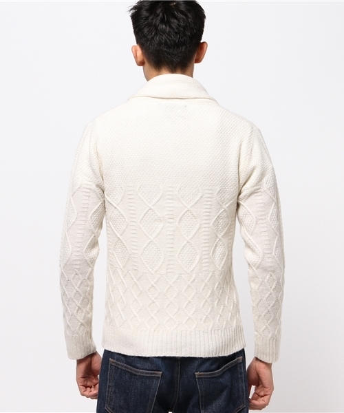 VENCEEXCHANGE（ヴァンスエクスチェンジ）の「ケーブルショールカーデ                 （カーディガン/ボレロ・メンズ・オフホワイト/ライトグレー/ネイビー・LARGE/MEDIUM）」の5枚目の写真