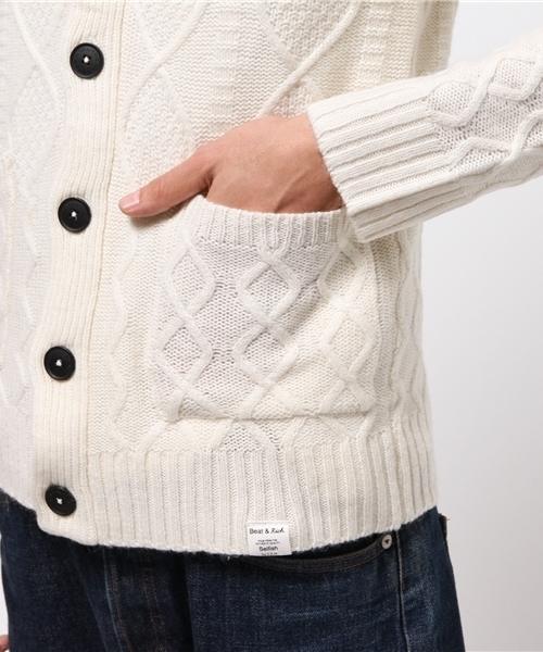 VENCEEXCHANGE（ヴァンスエクスチェンジ）の「ケーブルショールカーデ                 （カーディガン/ボレロ・メンズ・オフホワイト/ライトグレー/ネイビー・LARGE/MEDIUM）」の8枚目の写真