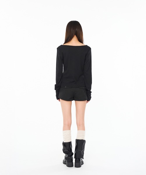 WISH FOR EVER（ウィッシュフォーエバー）の「ASSORT HENRY NECK LONG SLEEVE / アソートヘンリーネックロングスリーブ（Tシャツ/カットソー・レディース・ブラック/その他/オフホワイト・MEDIUM/SMALL）」の19枚目の写真