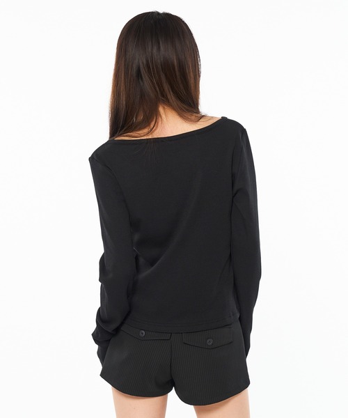WISH FOR EVER（ウィッシュフォーエバー）の「ASSORT HENRY NECK LONG SLEEVE / アソートヘンリーネックロングスリーブ（Tシャツ/カットソー・レディース・ブラック/その他/オフホワイト・MEDIUM/SMALL）」の16枚目の写真