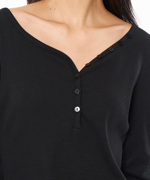 WISH FOR EVER（ウィッシュフォーエバー）の「ASSORT HENRY NECK LONG SLEEVE / アソートヘンリーネックロングスリーブ（Tシャツ/カットソー・レディース・ブラック/その他/オフホワイト・MEDIUM/SMALL）」の11枚目の写真