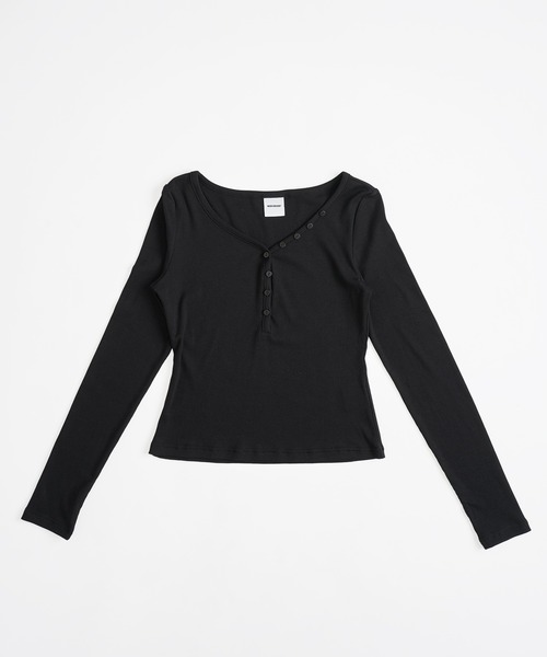 WISH FOR EVER（ウィッシュフォーエバー）の「ASSORT HENRY NECK LONG SLEEVE / アソートヘンリーネックロングスリーブ（Tシャツ/カットソー・レディース・ブラック/その他/オフホワイト・MEDIUM/SMALL）」の5枚目の写真