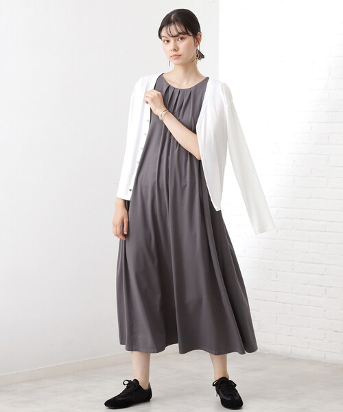 THE SHOP TK （ザ ショップ ティーケー ）の「シアーフライスVカーデ（カーディガン/ボレロ・レディース・ダークグリーン/オフホワイト/ライトグレー/ブラック・13/12）」の7枚目の写真
