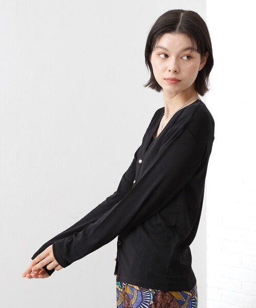 THE SHOP TK （ザ ショップ ティーケー ）の「シアーフライスVカーデ（カーディガン/ボレロ・レディース・ダークグリーン/オフホワイト/ライトグレー/ブラック・13/12）」の14枚目の写真