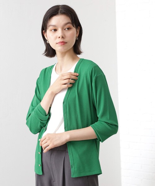 THE SHOP TK （ザ ショップ ティーケー ）の「シアーフライスVカーデ（カーディガン/ボレロ・レディース・ダークグリーン/オフホワイト/ライトグレー/ブラック・13/12）」の17枚目の写真