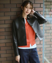 152* 新品 23区 ラムレザー ノーカラージャケット レザージャケット 40 23区｜ラムレザー ノーカラージャケット | Rakuten Fashion(楽天