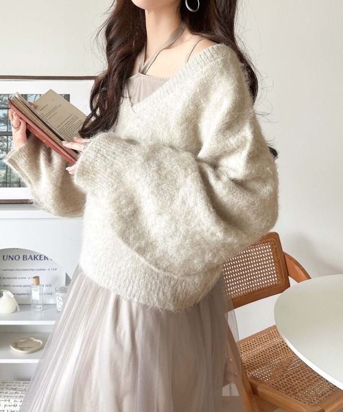 classicalelf(クラシカルエルフ)の「褒められワンピ♪マルチwayニット×チュールワンピースセット(セットアイテム)(ワンピース・レディース・チャコールグレー×ブラック/ベージュ系その他/ブラック×グレー/ブルー系その他/ベージュ系その他2・LARGE/MEDIUM/SMALL/X-LARGE)」の4枚目の写真