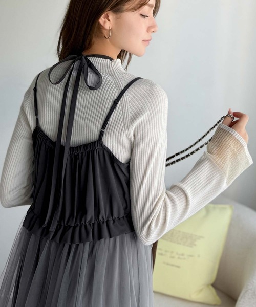 classicalelf(クラシカルエルフ)の「褒められワンピ♪マルチwayニット×チュールワンピースセット(セットアイテム)(ワンピース・レディース・チャコールグレー×ブラック/ベージュ系その他/ブラック×グレー/ブルー系その他/ベージュ系その他2・LARGE/MEDIUM/SMALL/X-LARGE)」の6枚目の写真