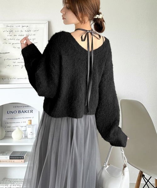 セール】褒められワンピ♪マルチwayニット×チュールワンピースセット