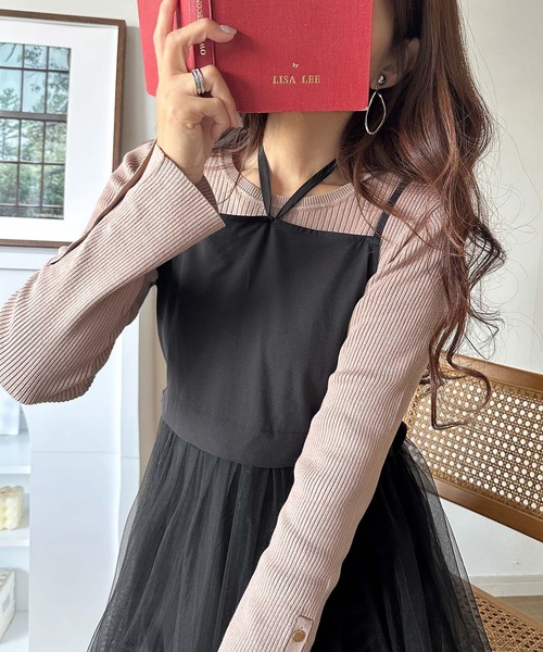 classicalelf(クラシカルエルフ)の「褒められワンピ♪マルチwayニット×チュールワンピースセット(セットアイテム)(ワンピース・レディース・チャコールグレー×ブラック/ベージュ系その他/ブラック×グレー/ブルー系その他/ベージュ系その他2・LARGE/MEDIUM/SMALL/X-LARGE)」の21枚目の写真