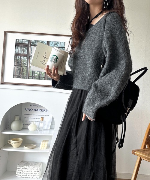 classicalelf(クラシカルエルフ)の「褒められワンピ♪マルチwayニット×チュールワンピースセット(セットアイテム)(ワンピース・レディース・チャコールグレー×ブラック/ベージュ系その他/ブラック×グレー/ブルー系その他/ベージュ系その他2・LARGE/MEDIUM/SMALL/X-LARGE)」の19枚目の写真