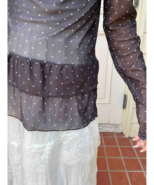 WC(ダブル シー)の「フリルヘムドットシアートップス(Tシャツ/カットソー・レディース・ホワイト/ブラック・FREE)」の10枚目の写真