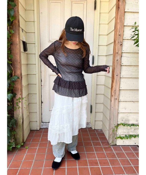 WC(ダブル シー)の「フリルヘムドットシアートップス(Tシャツ/カットソー・レディース・ホワイト/ブラック・FREE)」の14枚目の写真