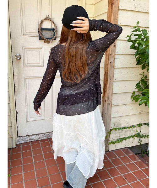 WC(ダブル シー)の「フリルヘムドットシアートップス(Tシャツ/カットソー・レディース・ホワイト/ブラック・FREE)」の15枚目の写真