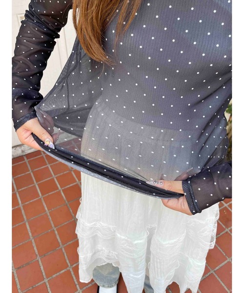 WC(ダブル シー)の「フリルヘムドットシアートップス(Tシャツ/カットソー・レディース・ホワイト/ブラック・FREE)」の11枚目の写真