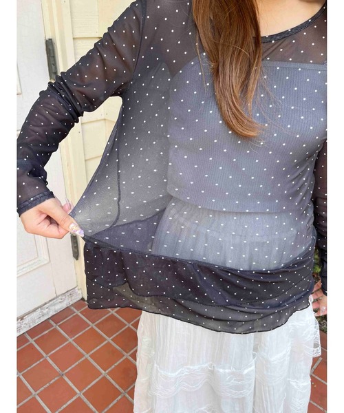 WC(ダブル シー)の「フリルヘムドットシアートップス(Tシャツ/カットソー・レディース・ホワイト/ブラック・FREE)」の12枚目の写真