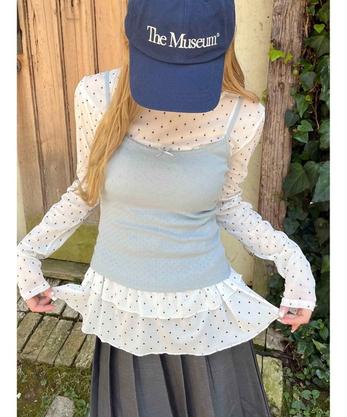 WC(ダブル シー)の「フリルヘムドットシアートップス(Tシャツ/カットソー・レディース・ホワイト/ブラック・FREE)」の3枚目の写真