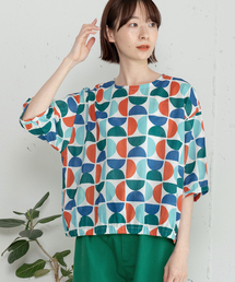 <made in INDIA>Art motif print プルオーバーブラウス