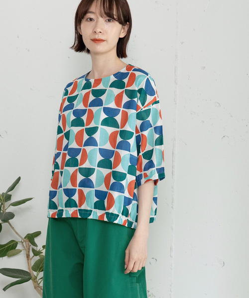 POU DOU DOU(プードゥドゥ)の「<made in INDIA>Art motif print プルオーバーブラウス(シャツ/ブラウス・レディース・ピンク/ブルー・M)」の6枚目の写真