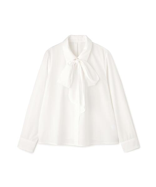 NATURAL BEAUTY BASIC(ナチュラルビューティーベーシック)の「◇シャツカラーリボンブラウス(シャツ/ブラウス・レディース・ブルー/ベージュ/オフホワイト・SMALL/MEDIUM)」の4枚目の写真