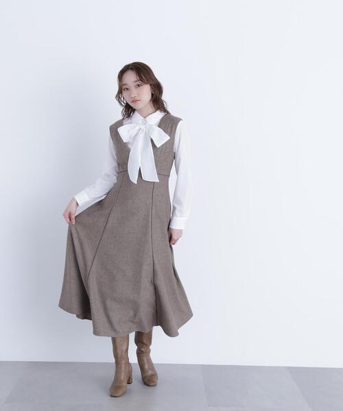 NATURAL BEAUTY BASIC(ナチュラルビューティーベーシック)の「◇シャツカラーリボンブラウス(シャツ/ブラウス・レディース・ブルー/ベージュ/オフホワイト・SMALL/MEDIUM)」の14枚目の写真