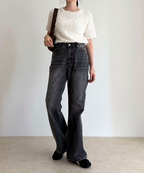 fredy emue(フレディエミュ)の「FRベーシックフレアデニムパンツ(デニムパンツ・レディース・ブラック/ブルー・36/38)」の4枚目の写真