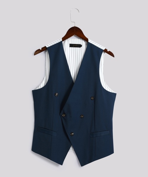 Cloudstyle（クラウドスタイル）の「【Cloudstyle】ダブルブレスト ノーカラー スーツベスト（スーツベスト・メンズ・グレー/ネイビー/ブラック・LARGE/X-LARGE/SMALL/MEDIUM）」の3枚目の写真