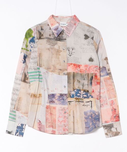 Desigual(デシグアル)の「ポストカード柄のシャツ(シャツ/ブラウス・レディース・ブラウン・S/L/XS/M/XL)」の4枚目の写真