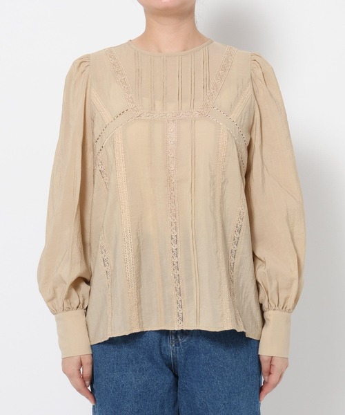 mysty woman（ミスティウーマン）の「ピンタックレースブラウス 581518（Tシャツ/カットソー・レディース・アイボリー/ベージュ/ブラック・FREE）」の18枚目の写真