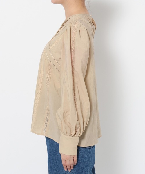 mysty woman（ミスティウーマン）の「ピンタックレースブラウス 581518（Tシャツ/カットソー・レディース・アイボリー/ベージュ/ブラック・FREE）」の19枚目の写真