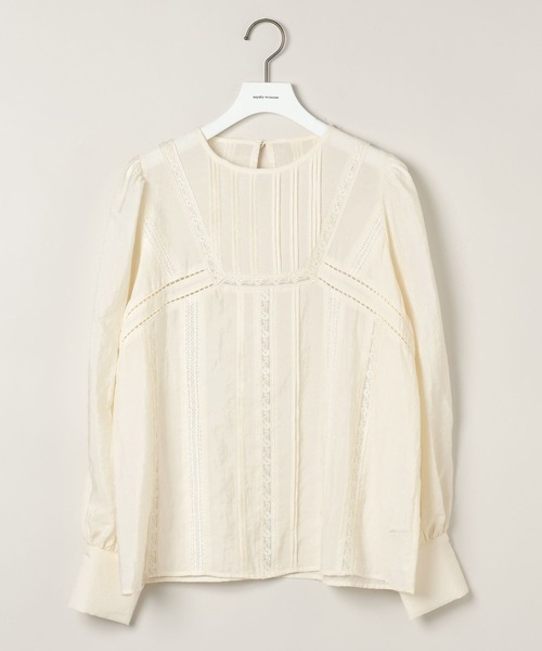 mysty woman（ミスティウーマン）の「ピンタックレースブラウス 581518（Tシャツ/カットソー・レディース・アイボリー/ベージュ/ブラック・FREE）」の14枚目の写真