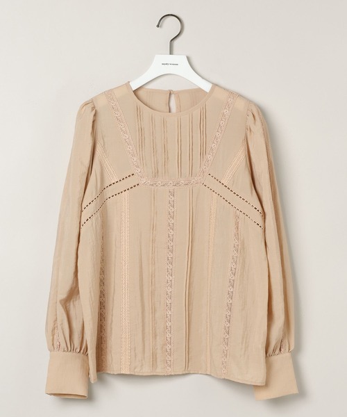 mysty woman（ミスティウーマン）の「ピンタックレースブラウス 581518（Tシャツ/カットソー・レディース・アイボリー/ベージュ/ブラック・FREE）」の4枚目の写真