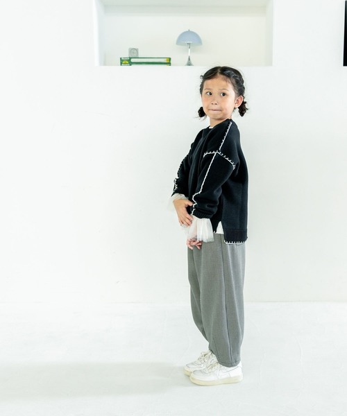 LOWRYS FARM（ローリーズファーム）の「ソデチュールフリルＬＳ　583712（Tシャツ/カットソー・キッズ・オフホワイト/ブラック・110cm/120cm/130cm/140cm/150cm）」の4枚目の写真