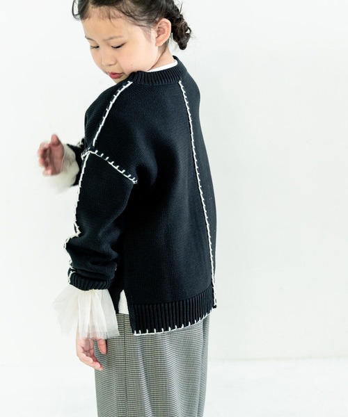 LOWRYS FARM（ローリーズファーム）の「ソデチュールフリルＬＳ　583712（Tシャツ/カットソー・キッズ・オフホワイト/ブラック・110cm/120cm/130cm/140cm/150cm）」の5枚目の写真